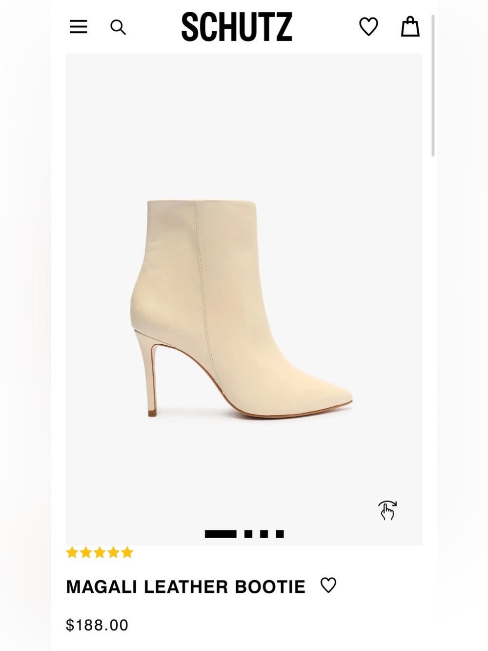 Schutz Magali Leather Ankle Boot in Cream